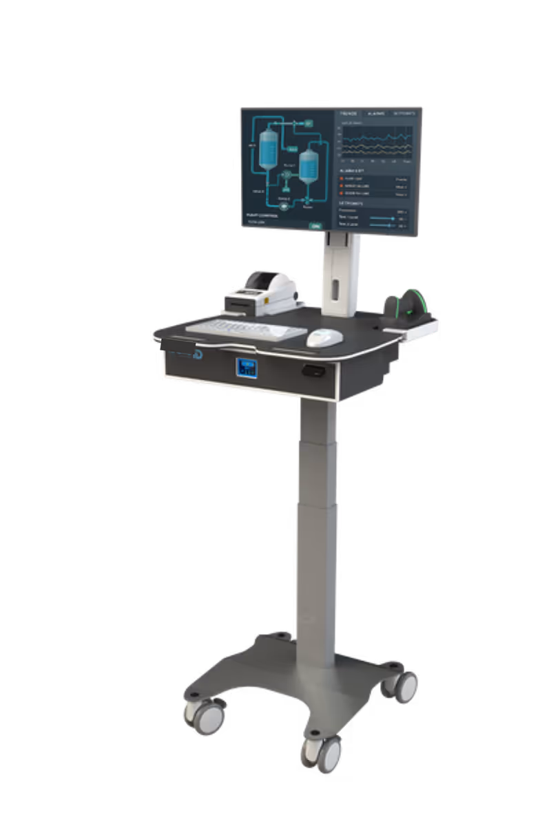 Kinetic-ID ID-Flow 3 cleanroom mobile workstation in Grade D pharmaceutical environment