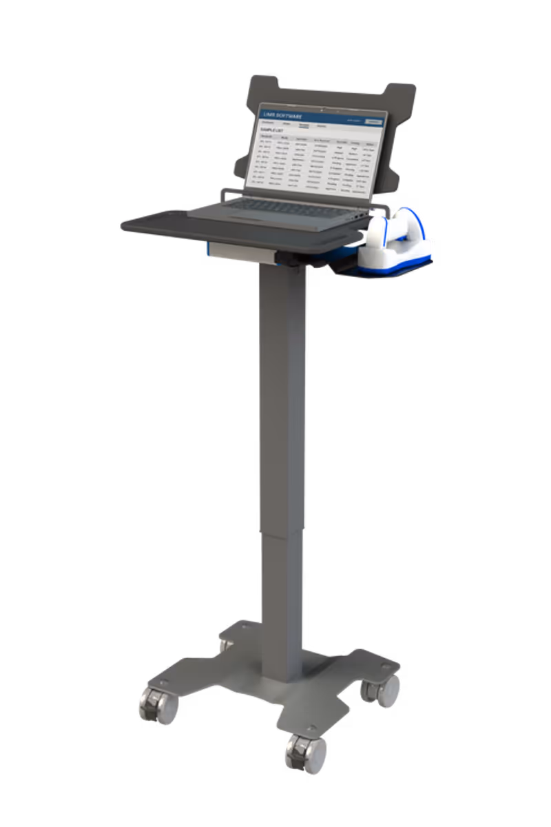 Kinetic-ID ID-Flow 1 mobile laptop cart in pharmaceutical support environment
